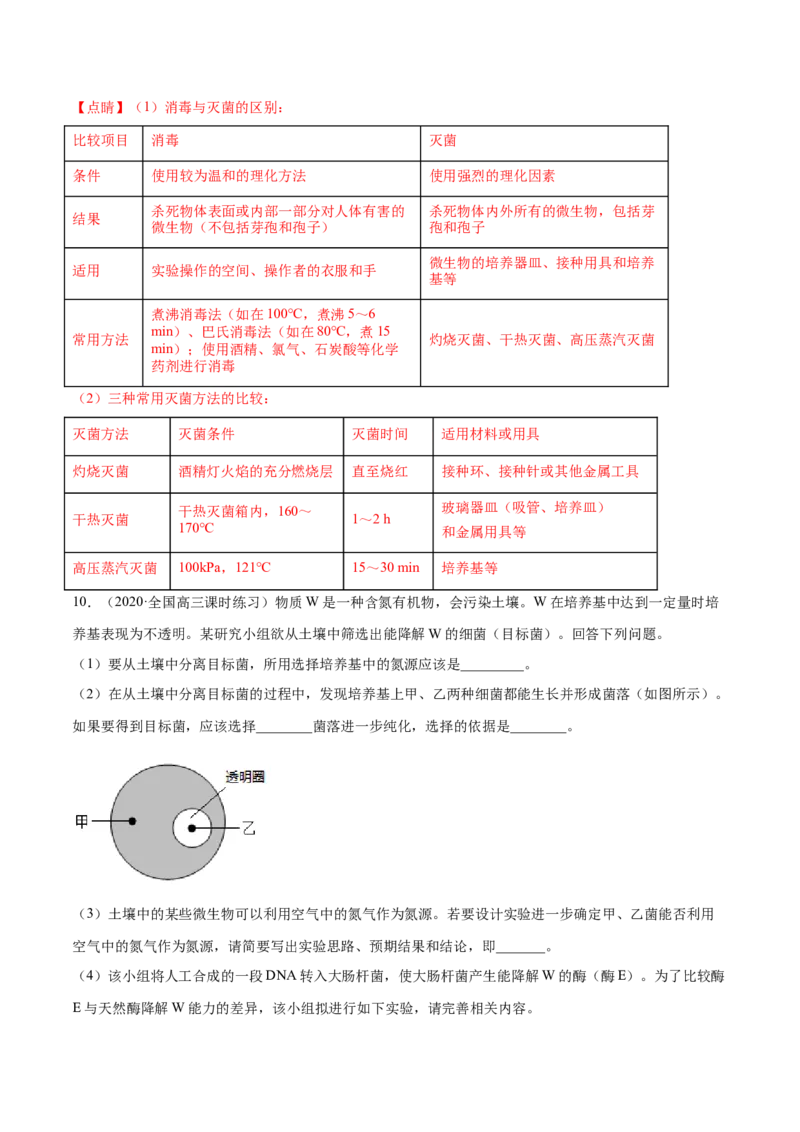 解密23微生物的培养与利用（分层训练）（解析版）_新高考复习资料_2021年新高考资料_高频考点解密2021年高考生物二轮复习讲义+分层训练4.7更新
