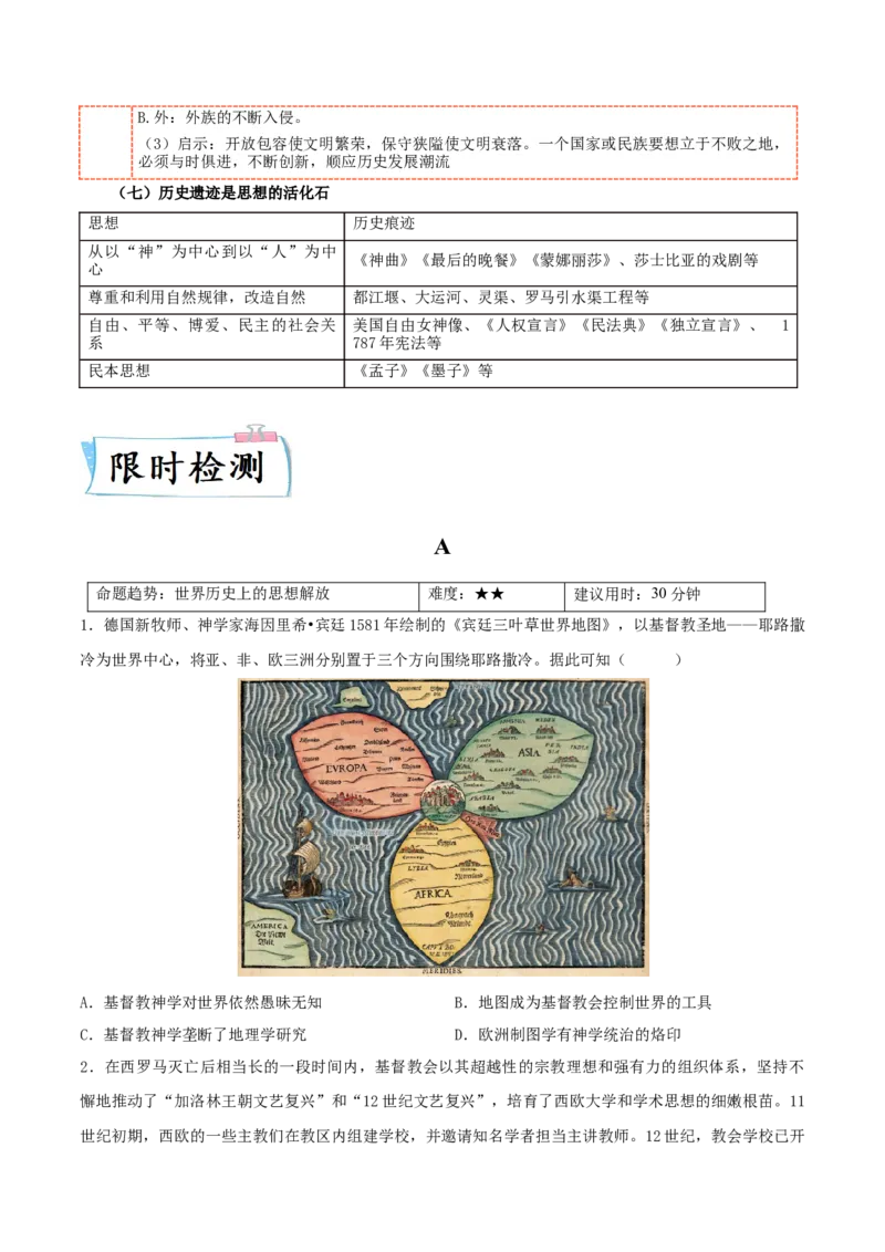 热点09从&ldquo;五个必由之路&rdquo;谈中外思想解放（原卷版）_8历史中考复习_2023年中考复习资料_专项复习_冲刺中考2023年历史时事热点抢分集训+重难点抢分攻略