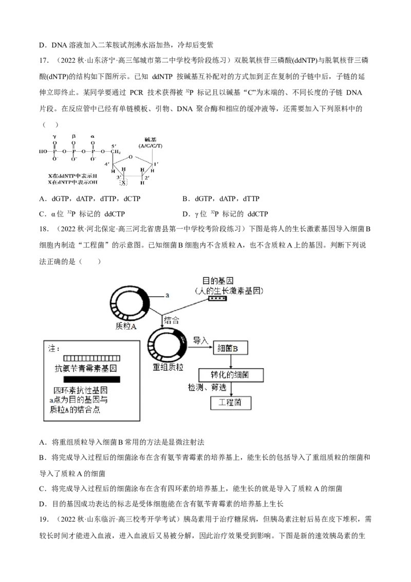 解密19基因工程（分层训练)（原版卷）_新高考复习资料_2023年新高考复习资料_二轮复习_高频考点解密2023年高考生物二轮复习讲义+分层训练（全国通用）288808838