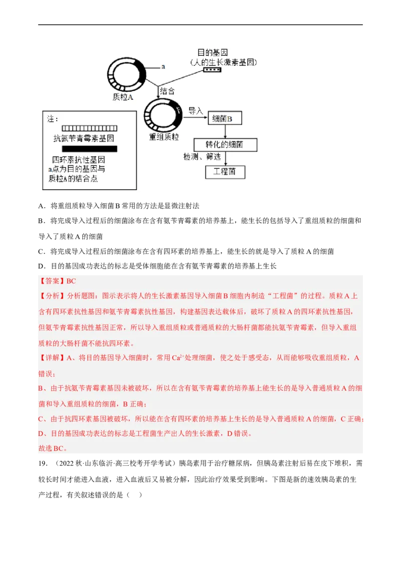 解密19基因工程（分层训练)（解析版）_通用版（老高考）复习资料_2023年复习资料_二轮复习_高频考点解密2023年高考生物二轮复习讲义+分层训练（全国通用）