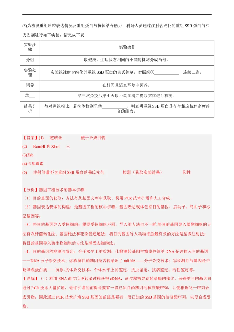 解密19基因工程（分层训练)（解析版）_通用版（老高考）复习资料_2023年复习资料_二轮复习_高频考点解密2023年高考生物二轮复习讲义+分层训练（全国通用）