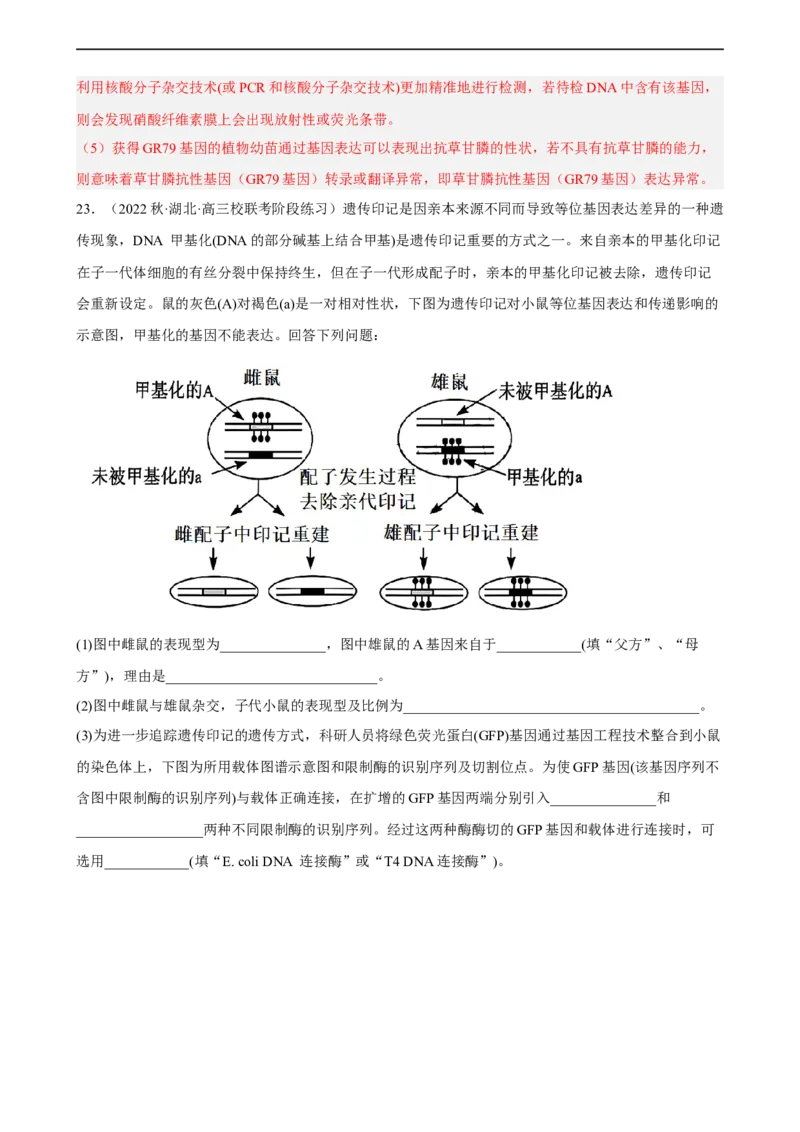 解密19基因工程（分层训练)（解析版）_通用版（老高考）复习资料_2023年复习资料_二轮复习_高频考点解密2023年高考生物二轮复习讲义+分层训练（全国通用）