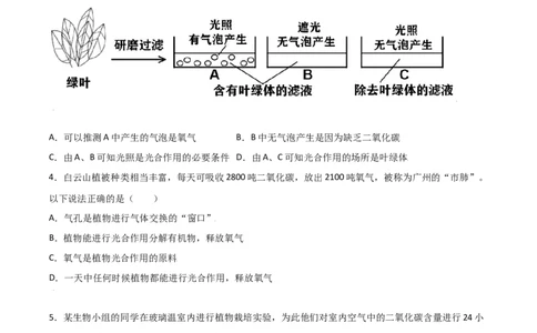 易错点06光合作用和呼吸作用-备战2022年中考生物考试易错题（原卷版）_6生物中考复习_2023年中考复习资料_专项复习_备战2022年中考生物考试易错题