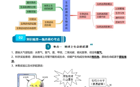 清单14生命起源和生物进化（3大考点+5大高频命题点）（教师版）_6生物中考复习_2024年中考复习资料_一轮复习资料_完口袋书2024年中考生物一轮复习知识清单