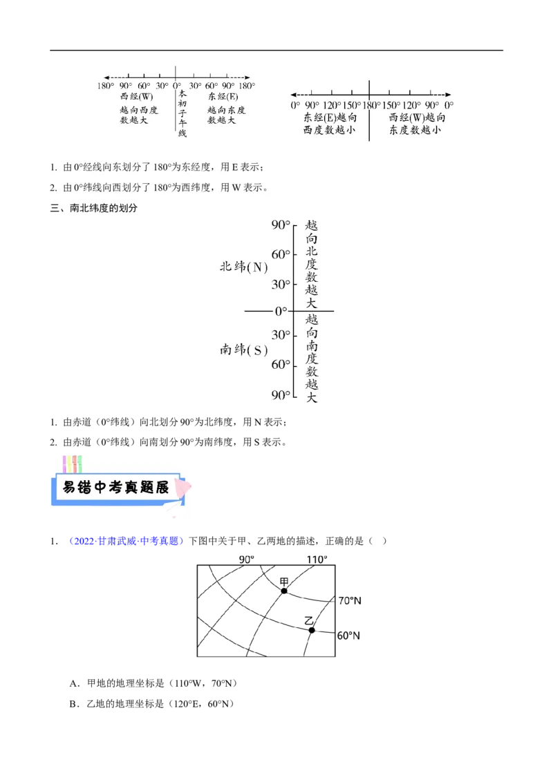 易错点01经纬网定位与应用-备战2023年中考地理考试易错题（原卷版）_7地理中考复习_2023年中考复习资料_专项复习_备战2023年中考地理考试易错题