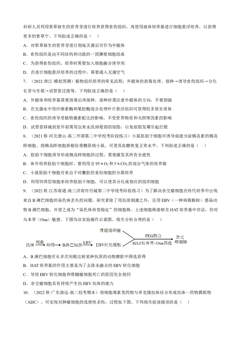 解密18细胞工程（分层训练)（原版卷）_新高考复习资料_2023年新高考复习资料_二轮复习_高频考点解密2023年高考生物二轮复习讲义+分层训练（全国通用）288808838
