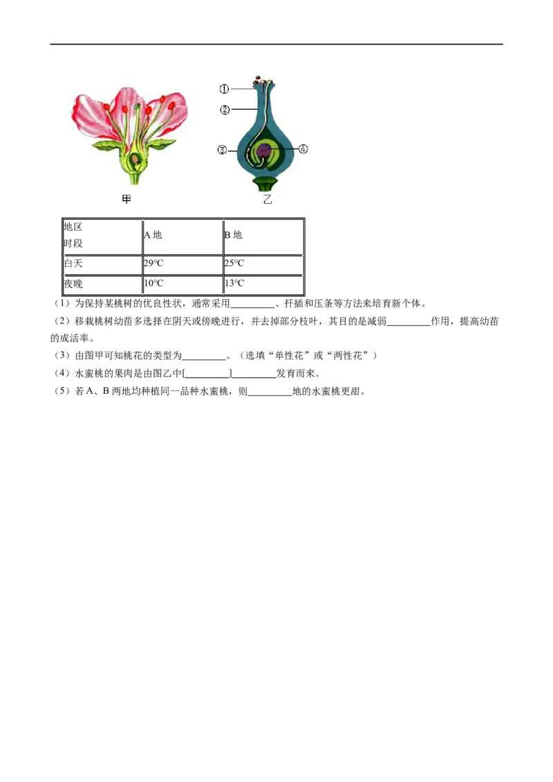热点01植物的细胞结构及开花和结果-2023年中考生物热点&middot;重点&middot;难点专练（全国通用）（原卷版）_6生物中考复习_2023年中考复习资料_专项复习