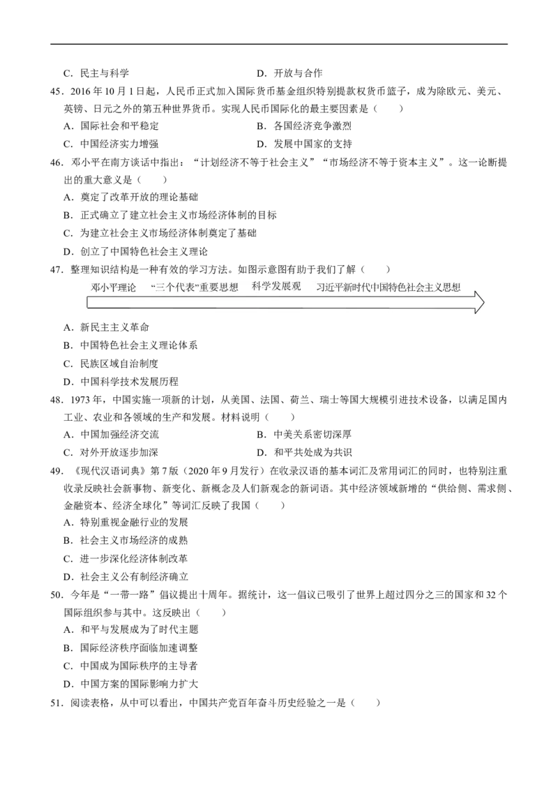 模块03中国现代史选择题专项100练（原卷版）_8历史中考复习_2024年中考复习资料_一轮复习资料_❤历史备战2024年中考历史一轮复习考点帮（部编版）_配套练习
