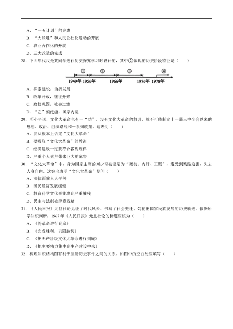 模块03中国现代史选择题专项100练（原卷版）_8历史中考复习_2024年中考复习资料_一轮复习资料_❤历史备战2024年中考历史一轮复习考点帮（部编版）_配套练习