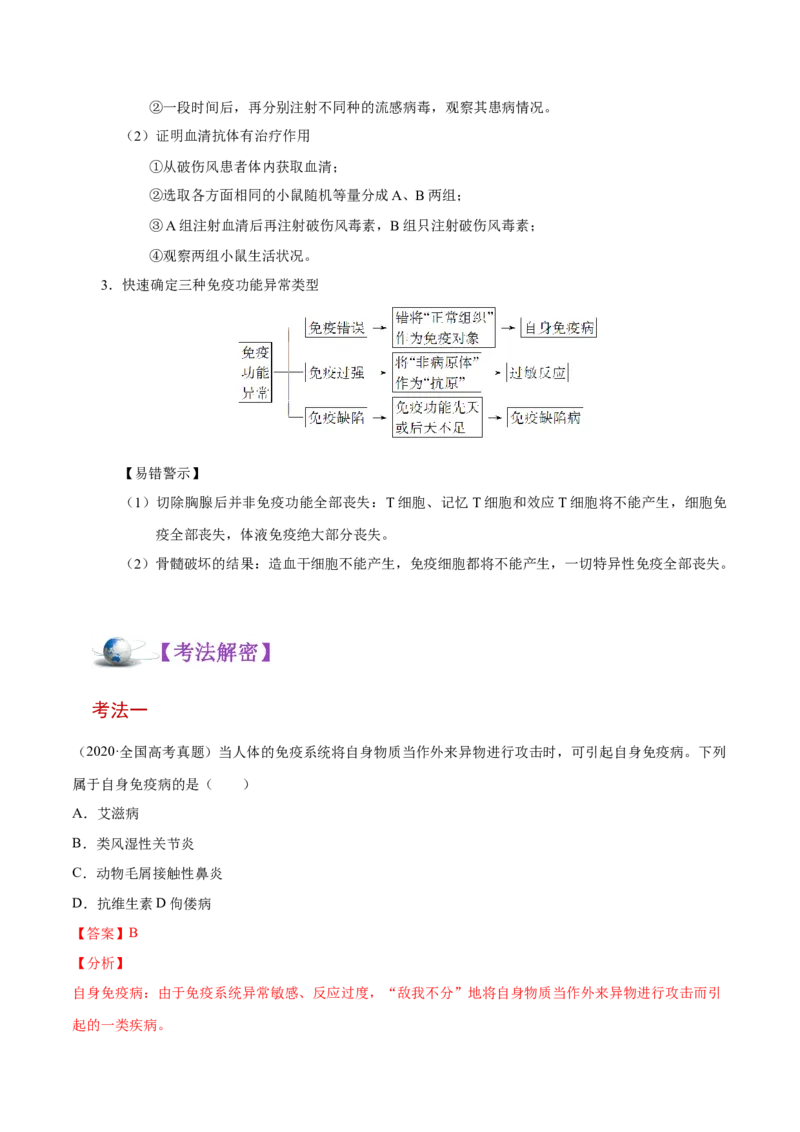 解密18神经&mdash;体液&mdash;免疫（讲义）-高频考点解密2021年高考生物二轮复习讲义+分层训练_新高考复习资料_2021年新高考资料