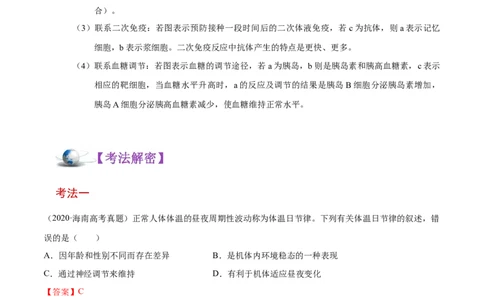 解密18神经&mdash;体液&mdash;免疫（讲义）-高频考点解密2021年高考生物二轮复习讲义+分层训练_新高考复习资料_2021年新高考资料
