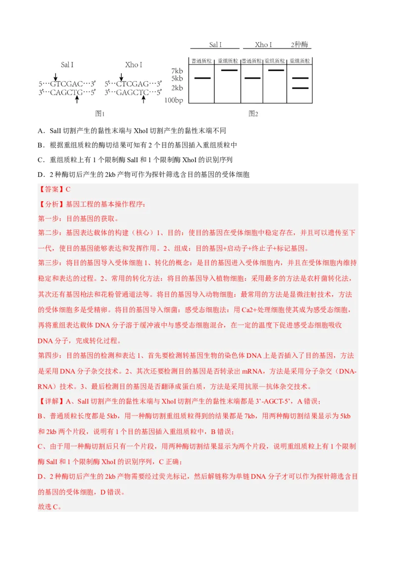 解密19基因工程（分层训练)（解析版）_新高考复习资料_2023年新高考复习资料_二轮复习_高频考点解密2023年高考生物二轮复习讲义+分层训练（全国通用）288808838