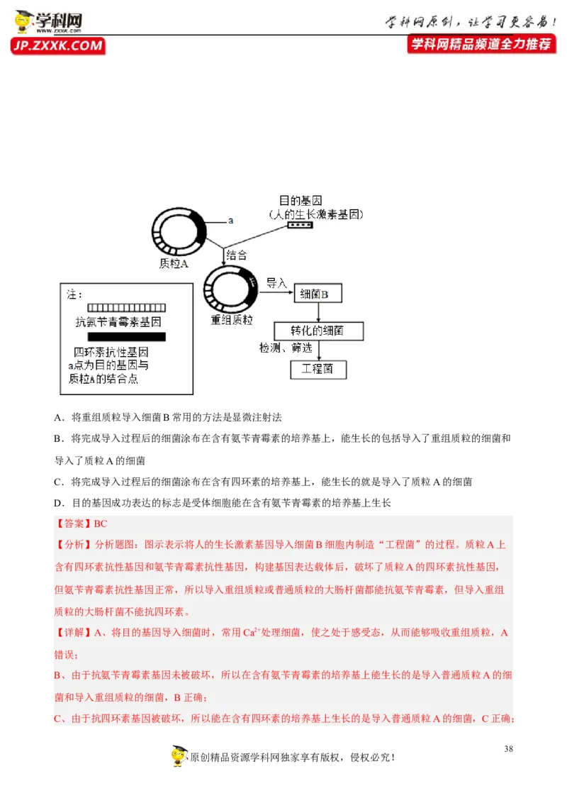 解密19基因工程（分层训练)（解析版）_新高考复习资料_2023年新高考复习资料_二轮复习_高频考点解密2023年高考生物二轮复习讲义+分层训练（全国通用）288808838