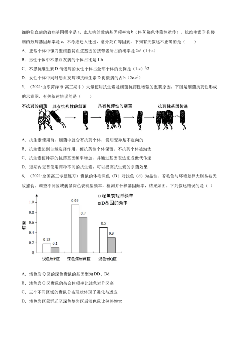 解密14生物的进化（分层训练）（原卷版）_新高考复习资料_2021年新高考资料_高频考点解密2021年高考生物二轮复习讲义+分层训练4.7更新