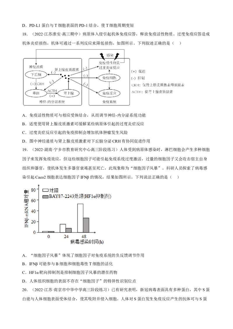 解密13免疫调节（分层训练)（原卷版）_新高考复习资料_2023年新高考复习资料_二轮复习_高频考点解密2023年高考生物二轮复习讲义+分层训练（全国通用）288808838