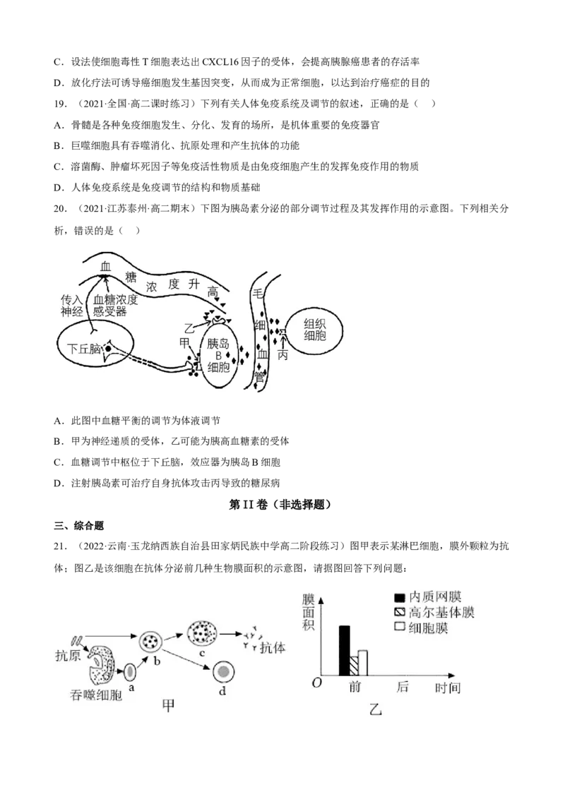 解密13免疫调节（分层训练)（原卷版）_新高考复习资料_2023年新高考复习资料_二轮复习_高频考点解密2023年高考生物二轮复习讲义+分层训练（全国通用）288808838