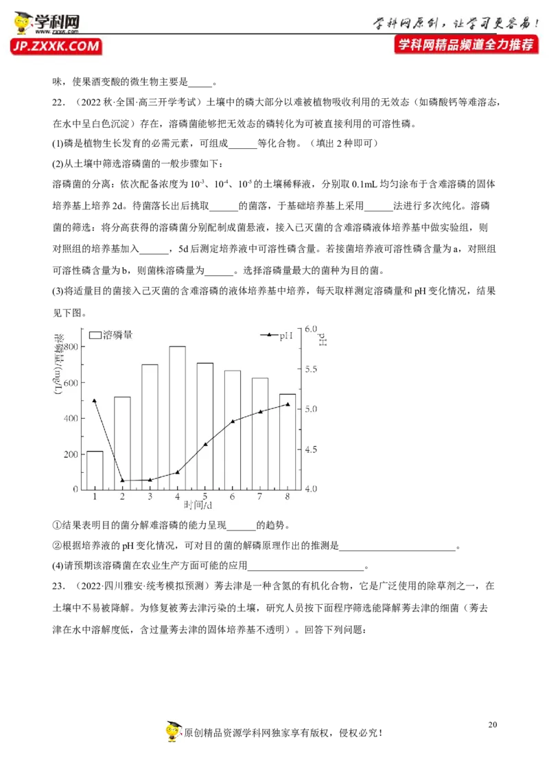 解密17发酵工程（分层训练)（原版卷）_新高考复习资料_2023年新高考复习资料_二轮复习_高频考点解密2023年高考生物二轮复习讲义+分层训练（全国通用）288808838