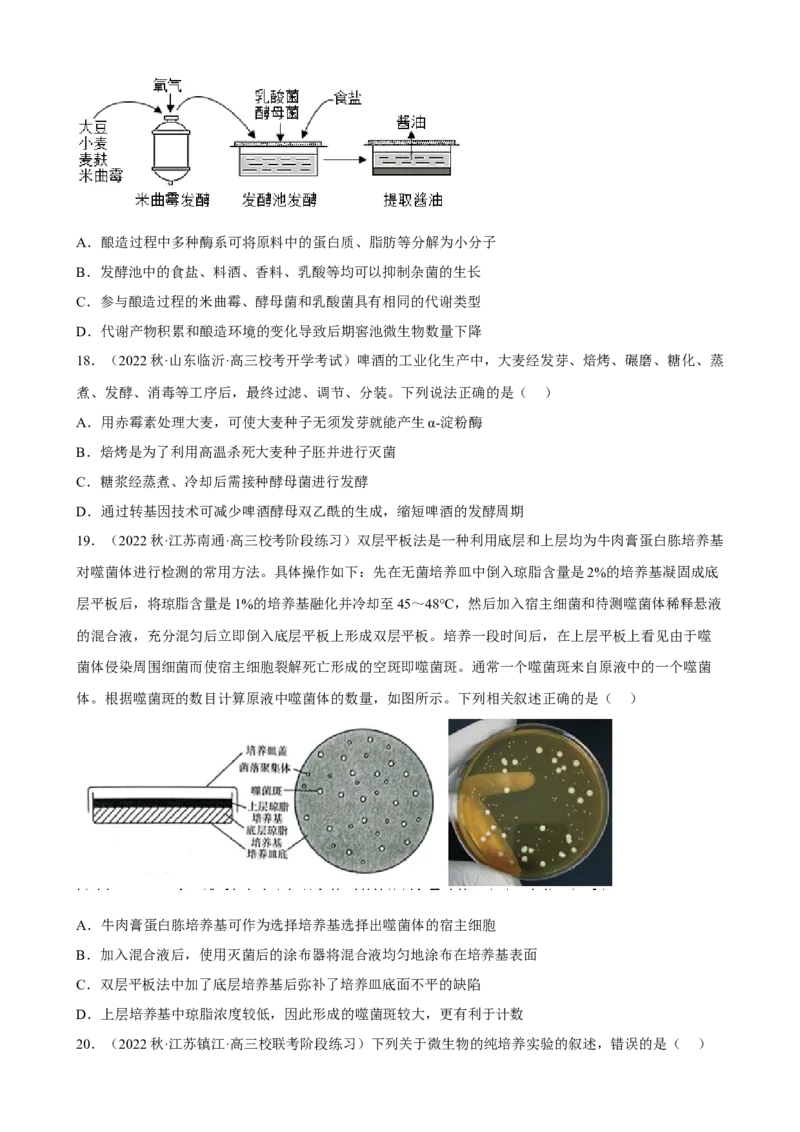 解密17发酵工程（分层训练)（原版卷）_新高考复习资料_2023年新高考复习资料_二轮复习_高频考点解密2023年高考生物二轮复习讲义+分层训练（全国通用）288808838