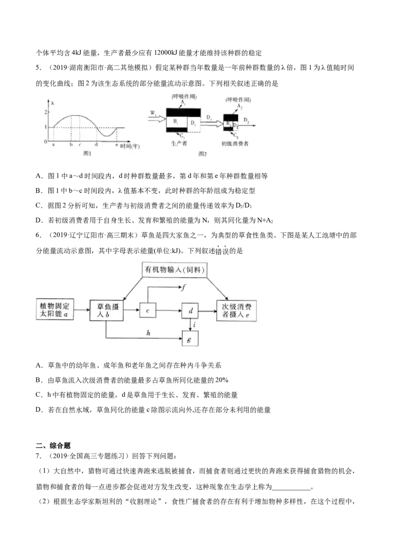解密21生态系统的结构和功能（分层训练）（原卷版）_新高考复习资料_2021年新高考资料_高频考点解密2021年高考生物二轮复习讲义+分层训练4.7更新