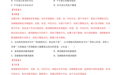 易错点03生物圈中的绿色植物-备战2022年中考生物考试易错题（解析版）_6生物中考复习_2023年中考复习资料_专项复习_备战2022年中考生物考试易错题
