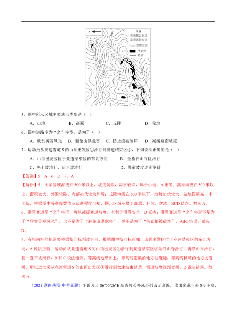 易错点04地形图的判读-备战2023年中考地理考试易错题（解析版）_7地理中考复习_2023年中考复习资料_专项复习_备战2023年中考地理考试易错题