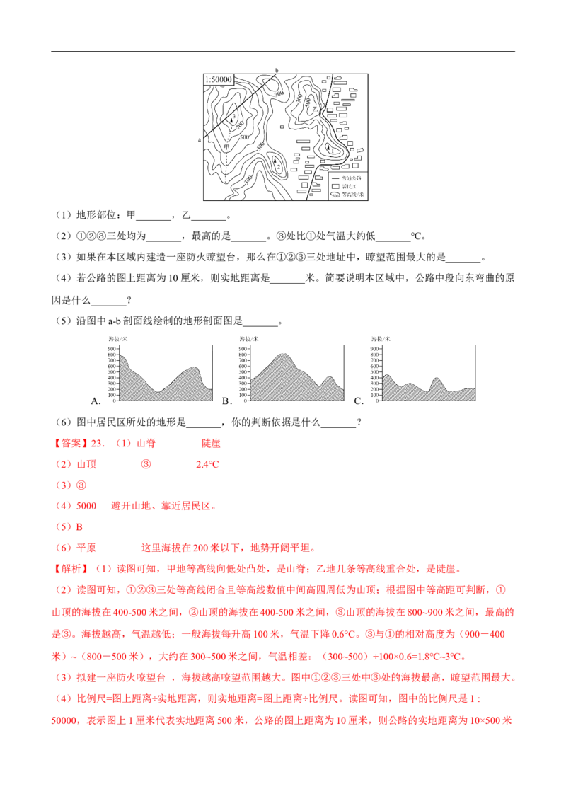 易错点04地形图的判读-备战2023年中考地理考试易错题（解析版）_7地理中考复习_2023年中考复习资料_专项复习_备战2023年中考地理考试易错题