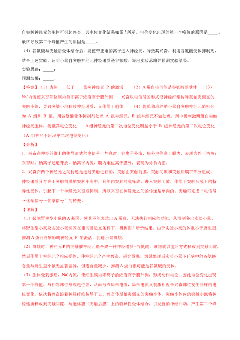 解密16神经调节（分层训练）（解析版）_新高考复习资料_2021年新高考资料_高频考点解密2021年高考生物二轮复习讲义+分层训练4.7更新