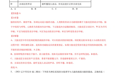 解密16神经调节（分层训练）（解析版）_新高考复习资料_2021年新高考资料_高频考点解密2021年高考生物二轮复习讲义+分层训练4.7更新