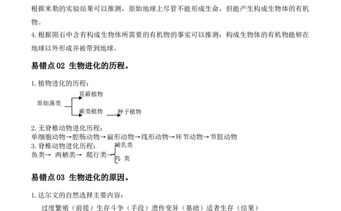 易错点20生物的起源和进化-备战2022年中考生物考试易错题（原卷版）_6生物中考复习_2023年中考复习资料_专项复习_备战2022年中考生物考试易错题