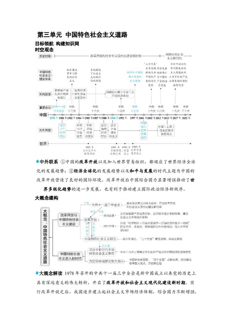 板块六中国现代史第三单元中国特色社会主义道路知识点+试卷_8历史中考复习_2026年中考复习（更新中）_2026年中考历史一轮复习知识点+试题