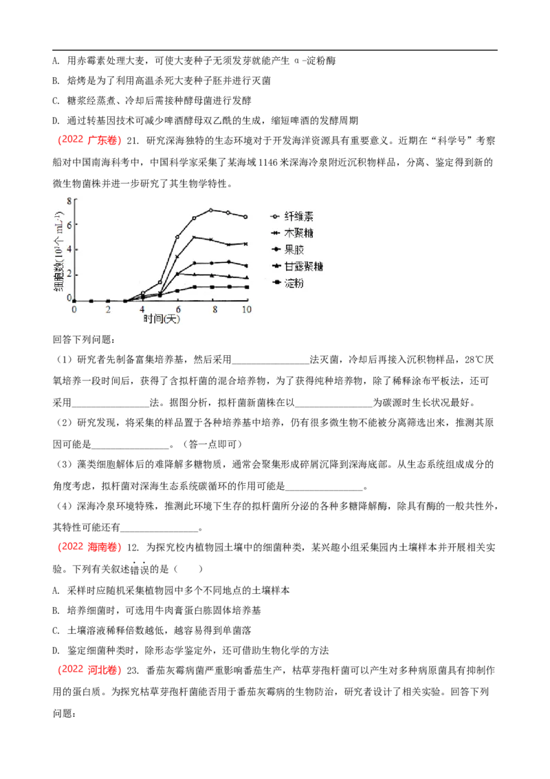 解密17发酵工程（讲义）（学生版）_通用版（老高考）复习资料_2023年复习资料_二轮复习_高频考点解密2023年高考生物二轮复习讲义+分层训练（全国通用）