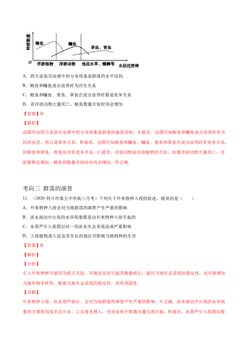 解密20种群和群落（分层训练）（解析版）_新高考复习资料_2021年新高考资料_高频考点解密2021年高考生物二轮复习讲义+分层训练4.7更新