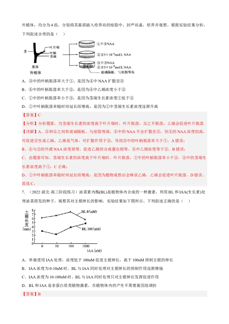 解密14植物生命活动的调节（分层训练)（解析版）_新高考复习资料_2023年新高考复习资料_二轮复习_高频考点解密2023年高考生物二轮复习讲义+分层训练（全国通用）288808838
