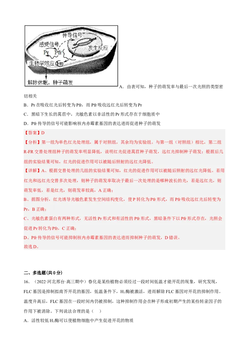 解密14植物生命活动的调节（分层训练)（解析版）_新高考复习资料_2023年新高考复习资料_二轮复习_高频考点解密2023年高考生物二轮复习讲义+分层训练（全国通用）288808838