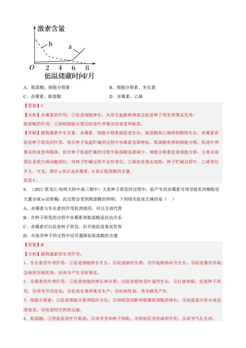 解密14植物生命活动的调节（分层训练)（解析版）_新高考复习资料_2023年新高考复习资料_二轮复习_高频考点解密2023年高考生物二轮复习讲义+分层训练（全国通用）288808838