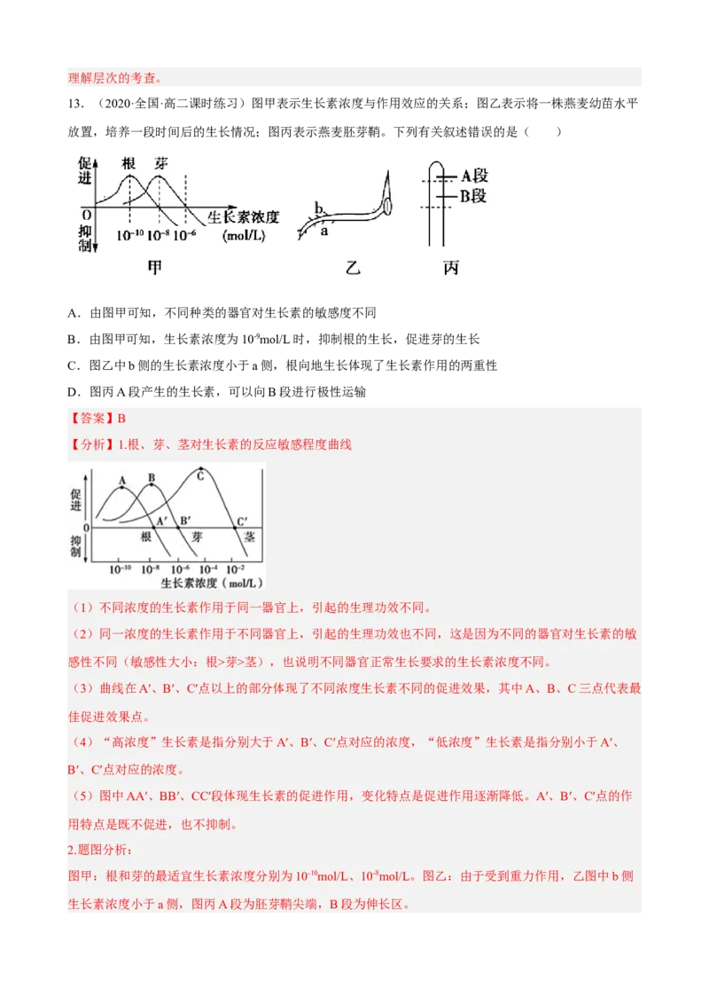 解密14植物生命活动的调节（分层训练)（解析版）_新高考复习资料_2023年新高考复习资料_二轮复习_高频考点解密2023年高考生物二轮复习讲义+分层训练（全国通用）288808838