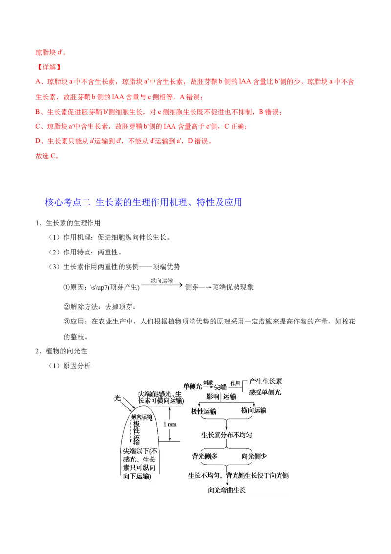 解密19植物的激素调节（讲义）-高频考点解密2021年高考生物二轮复习讲义+分层训练_新高考复习资料_2021年新高考资料_高频考点解密2021年高考生物二轮复习讲义+分层训练4.7更新