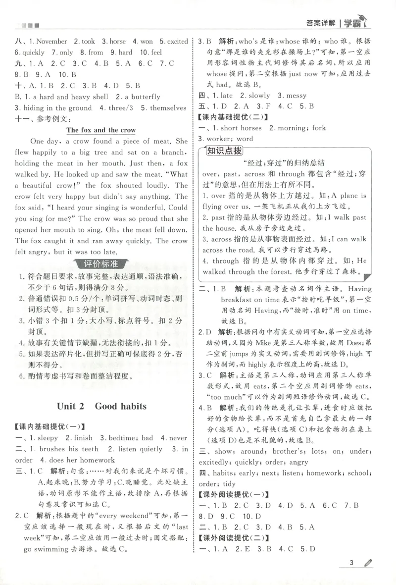 答案JS英语6下_2026春季学期_26春五星学霸_26春译林版英语《五星学霸》_六下