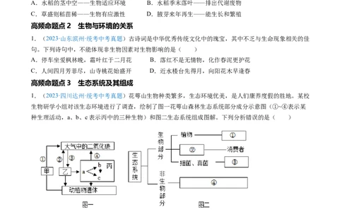 清单01生物和生物圈(6大考点+5大高频命题点）（学生版）_6生物中考复习_2024年中考复习资料_一轮复习资料_完口袋书2024年中考生物一轮复习知识清单