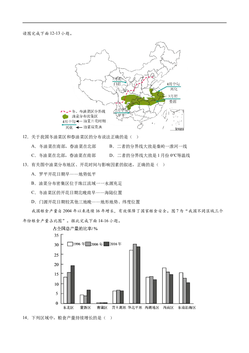 易错点17中国地理之经济发展篇-备战2023年中考地理考试易错题（原卷版）_7地理中考复习_2023年中考复习资料_专项复习_备战2023年中考地理考试易错题