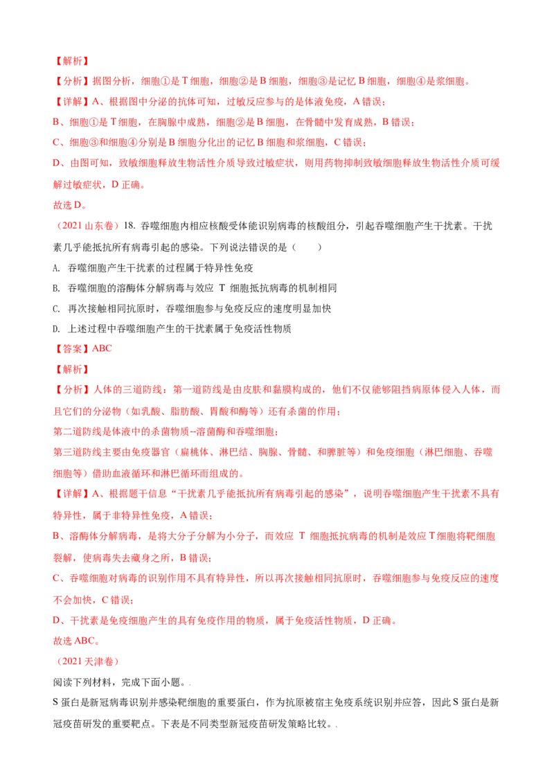 解密13免疫调节（讲义)（教师版）_新高考复习资料_2023年新高考复习资料_二轮复习_高频考点解密2023年高考生物二轮复习讲义+分层训练（全国通用）288808838