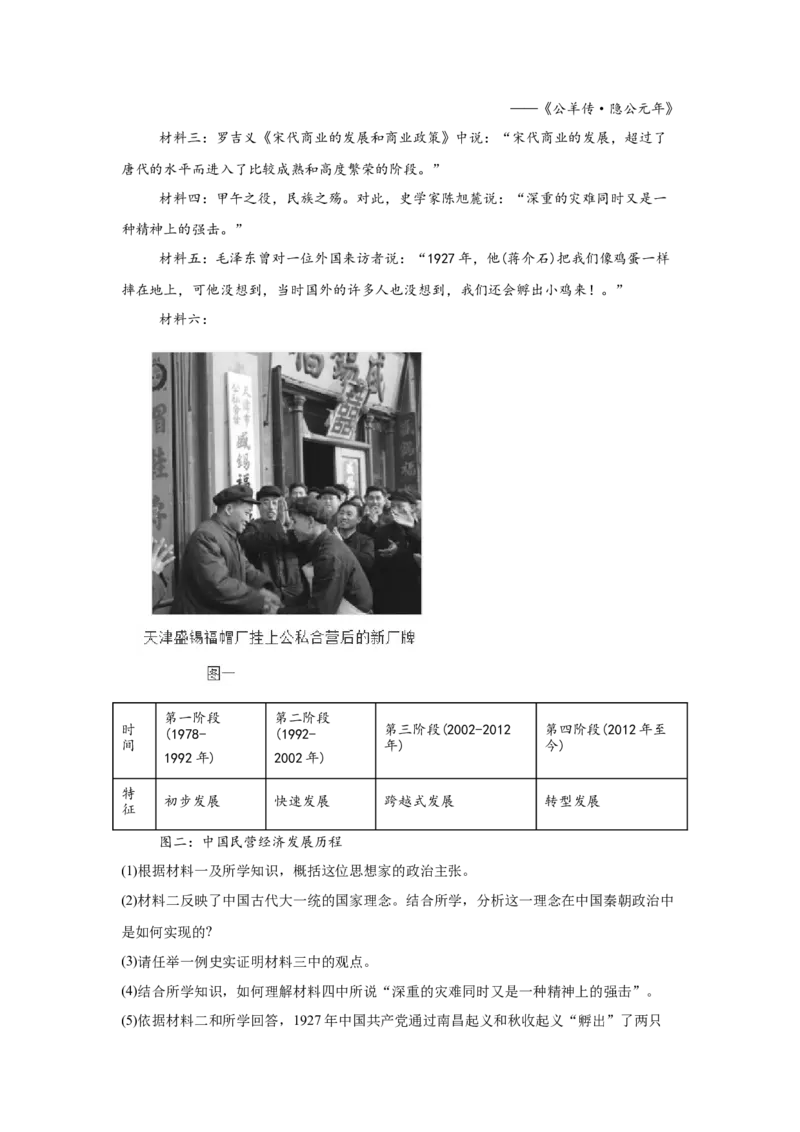 山东专用）中考历史真题汇编：综合材料题-5年（2020-2024）中考真题+1年模拟真题汇编_8历史中考复习_2025年中考复习资料