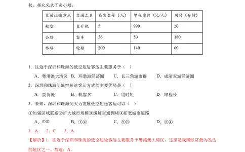 好题汇编2024年中考地理真题分类汇编14我国的地理差异（二）（解析版）_7地理中考复习_2025中考复习资料_备战20252024年中考地理真题分类汇编