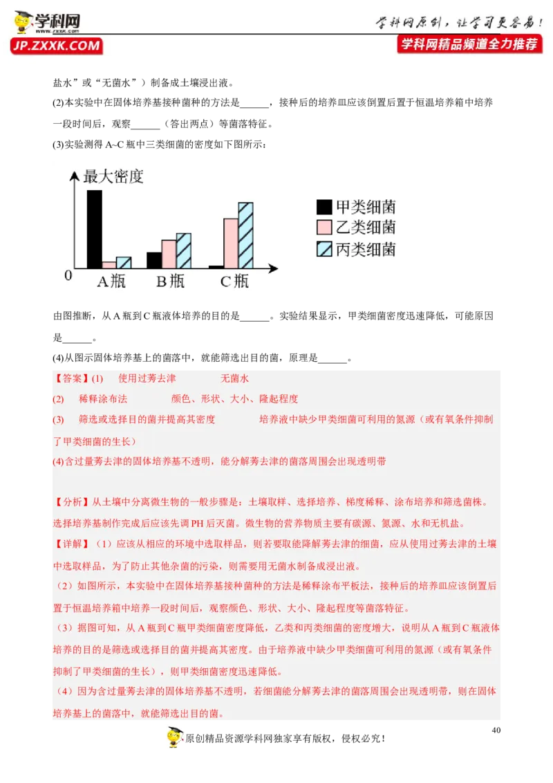 解密17发酵工程（分层训练)（解析版）_新高考复习资料_2023年新高考复习资料_二轮复习_高频考点解密2023年高考生物二轮复习讲义+分层训练（全国通用）288808838