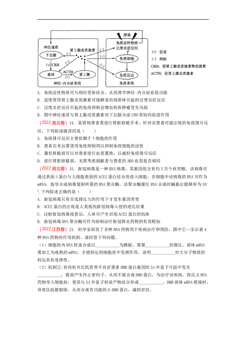 解密13免疫调节（讲义)（学生版）_通用版（老高考）复习资料_2023年复习资料_二轮复习_高频考点解密2023年高考生物二轮复习讲义+分层训练（全国通用）