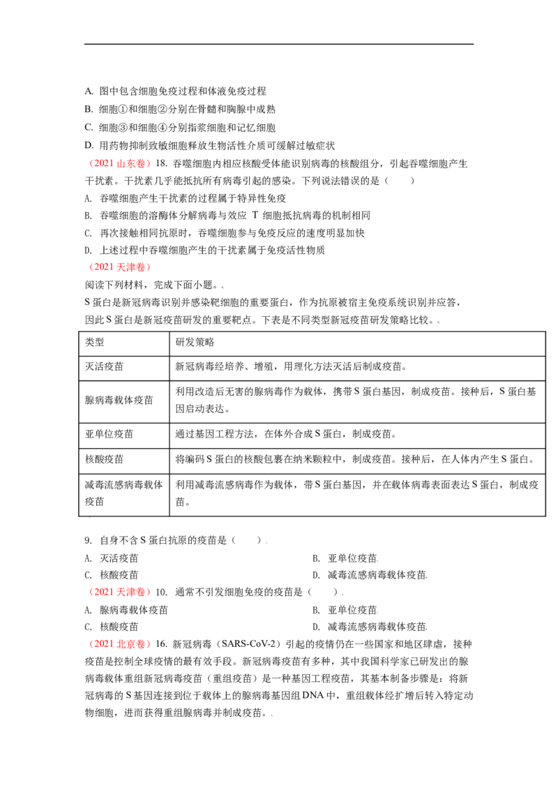 解密13免疫调节（讲义)（学生版）_通用版（老高考）复习资料_2023年复习资料_二轮复习_高频考点解密2023年高考生物二轮复习讲义+分层训练（全国通用）