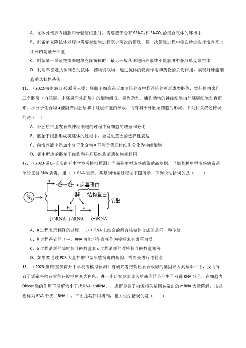 选择性必修3生物技术与工程测试卷（原卷版）_新高考复习资料_2024年新高考复习资料_一轮复习资料_完备战2024年高考生物一轮复习考点帮（新高考）_选择性必修3