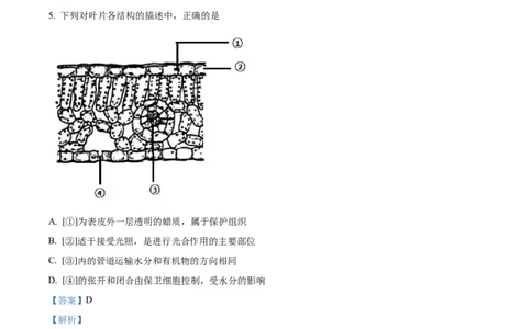 精品解析：2022年山东省德州市中考生物真题（解析版）_6生物中考复习_2025中考复习资料_中考真题（近三年）_2022年生物中考真题114份_精品解析：2022年山东省德州市中考生物真题