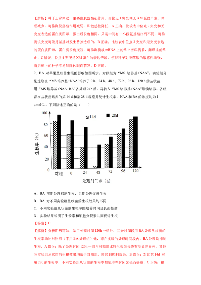 课时33其他植物激素及其应用-2023年高考生物一轮复习小题多维练（解析版）_通用版（老高考）复习资料_2023年复习资料_一轮复习_2023年高考生物一轮复习小题多维练（全国通用）