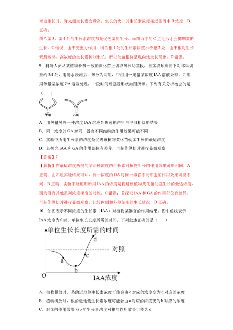 课时32生长素的发现及生理作用-2023年高考生物一轮复习小题多维练（解析版）_通用版（老高考）复习资料_2023年复习资料_一轮复习_2023年高考生物一轮复习小题多维练（全国通用）